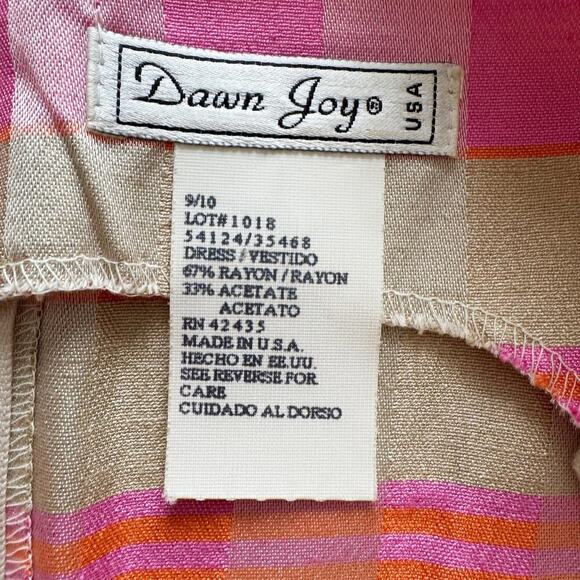 VTG Dawn Joy Dress Womens 9/10 Pastel Sleeveless Striped Plaid Mini Made USA - Picture 14 of 14